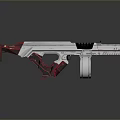 Futuristic Red and White Weapon Design With Modern Gun Structure And Sleek Barrel