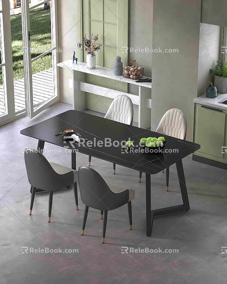 Simple Dining Table and Chair Dining Table and Chair 3d model