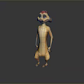 Cute 3D Animated Game Movie Character Meerkat With Red Head Yellow Body and Standing Pose