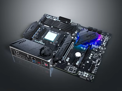 MSI Gaming Motherboard With RGB Lighting CPU Socket And High Performance Components 3d model