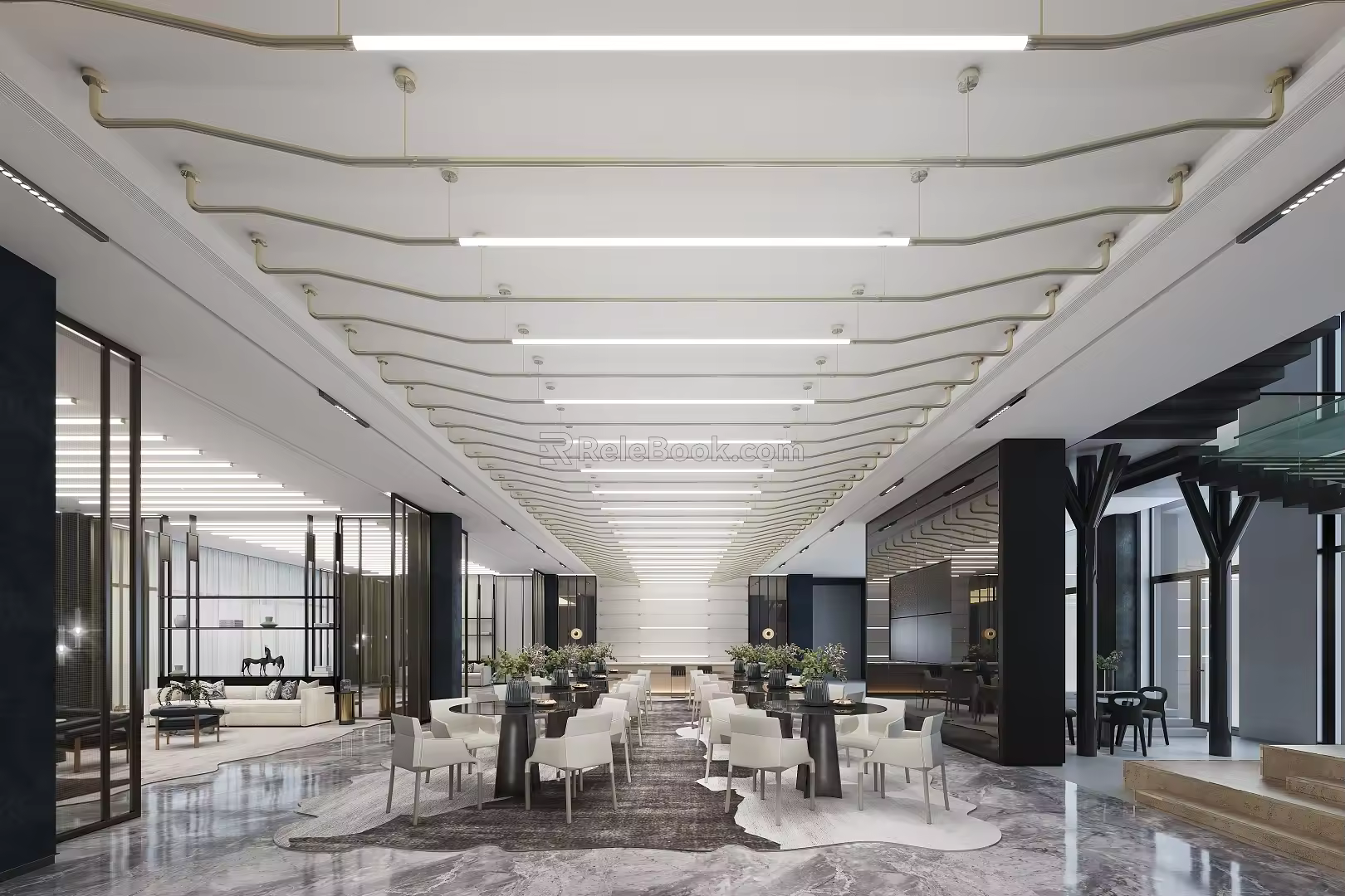 Modern reception area Sales office Sales center Negotiation area Rest area 3d model