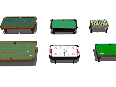 Sports Equipment Collection Featuring Billiard Foosball Air Hockey And Game Tables 3d model