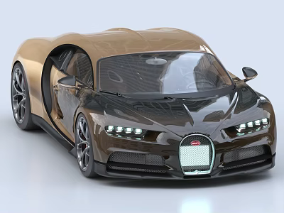 Bugatti Luxury Sports Car With Gold And Black Sleek Body Distinctive Grille And Scissor Doors 3d model
