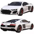White Audi Sports Car Exterior Design With Red Wheels And Black Accents