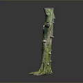 Green Moss Covered Tree Stump Decorative Element With Natural Root Base And Irregular Shape
