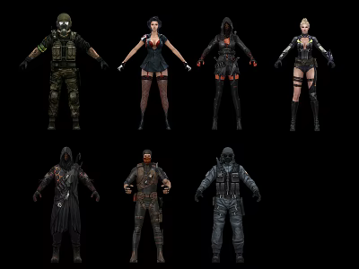 Game Movie Characters Diverse Outfit Styles And Unique Character Designs 3d model