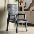 Modern Leather Office Chair With Padded High Back And Black Metal Armrests