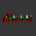 Christmas Wooden Train Decorations With Snowman Figures And Red Green Wheels