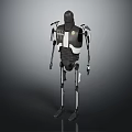 Futuristic Humanoid Robot With Mechanical Exoskeleton And Black White Design 3d model
