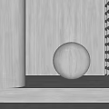 Modern Gray Wooden Wainscoting Interior With Cylindrical Structure Spherical Decor And Lattice Wall