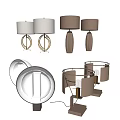 Various Modern Table Lamps Featuring Stylish Metal Bases And Decorative Shades