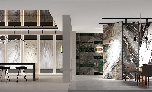 Modern store stone exhibition hall 3d model