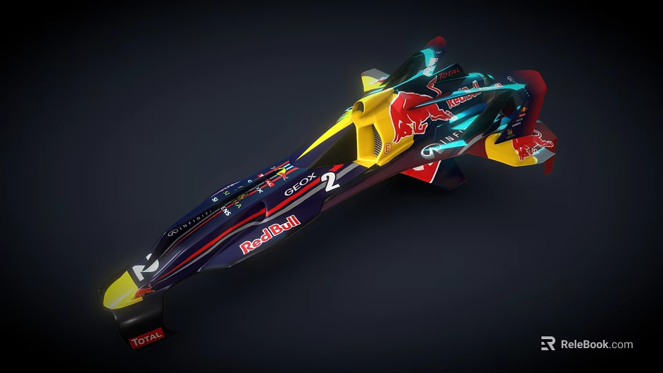 Red Bull Racing Car With Colorful Aerodynamic Design And Toyota Branding 3d model 