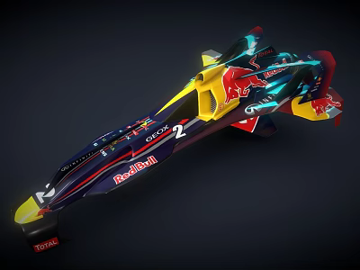 Red Bull Racing Car With Colorful Aerodynamic Design And Toyota Branding 3d model