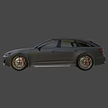 Gray Audi Wagon With Modern Sporty Front Design Sharp Headlights And Golden Rims