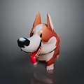 Cute Brown And White Cartoon Dog With Red Tongue And Collar