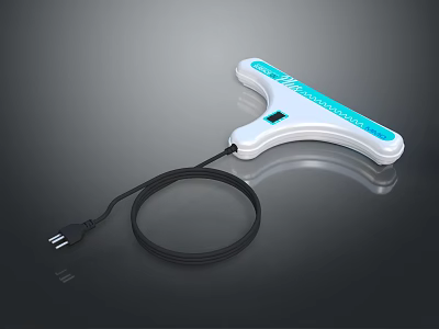 Sleek White And Blue Computer Accessory With Integrated Cable And LED Indicator 3d model