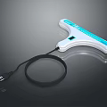 Sleek White And Blue Computer Accessory With Integrated Cable And LED Indicator