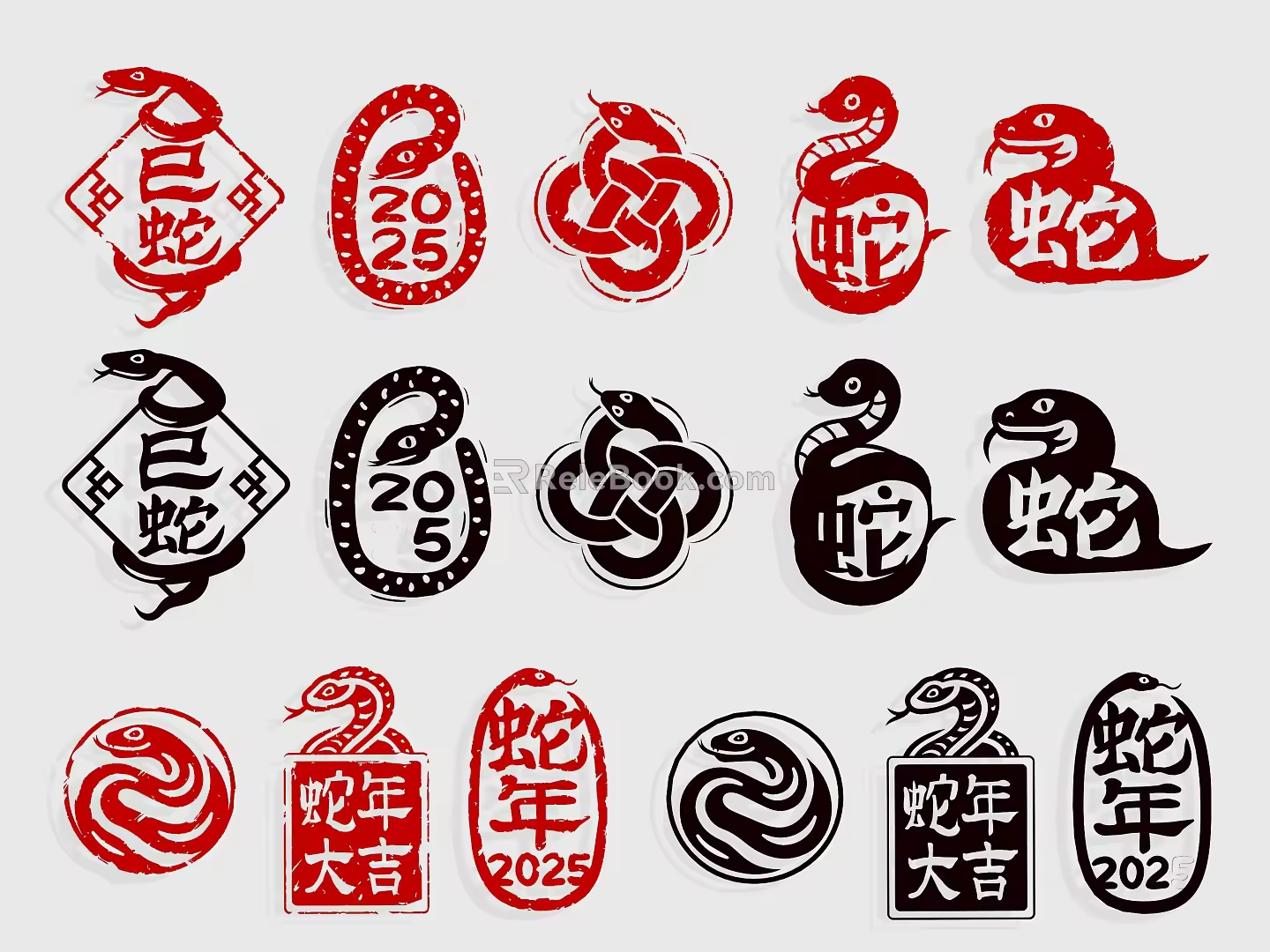 Chinese Traditional Seal Letter Seal Snake Year of the Snake Spring Festival Window Pattern Sticker Pattern Background Fabric Underwriting Festive Pattern Silhouette Icon 3d model
