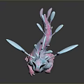 Cute Fantasy Game Movie Character With Blue Pink Fins And Dragon Like Frilled Design