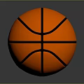 Orange Round Basketball With Black Stripes On Reflective Surface Background