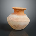 Ancient Clay Carved Sculpture Vessel With Orange White Texture And Traditional Design