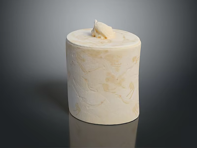 Ivory White Cylindrical Decorative Ornament Set With Textured Surface And Sculpture Top 3d model