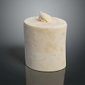 Ivory White Cylindrical Decorative Ornament Set With Textured Surface And Sculpture Top