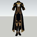 Elegant Black And Gold Robe With Intricate Embroidery And Ornate Patterns