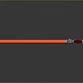 Red Blade Sword With Silver Hilt Guard And Reflective Surface On Gray Background