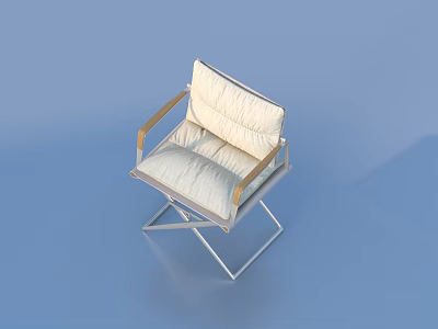 Modern Leisure Chair With White Padded Seat And Metal Frame Design 3d model