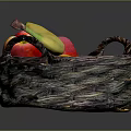 Fresh Assorted Fruits in Woven Basket with Apples Bananas and Oranges