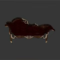 Luxurious Red Velvet Chaise Lounge With Ornate Carved Wooden Frame And Gold Accents