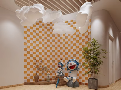 Wind psychological consultation room joy display wall 3d model