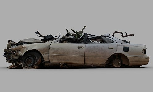 a squashed car 3d model