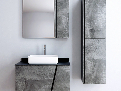 Modern sink mirror cabinet combination model