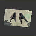 Two Vintage Cannons Placed On Green And Beige Textured Paper With Dark Background