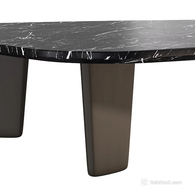 Modern Round Coffee Table With Black Marble Top And Sleek Metal Legs Design 3d model 