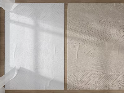 Square Rug White and Beige Textured Wavy Pattern Floor Display with Sunlight Shadow 3d model