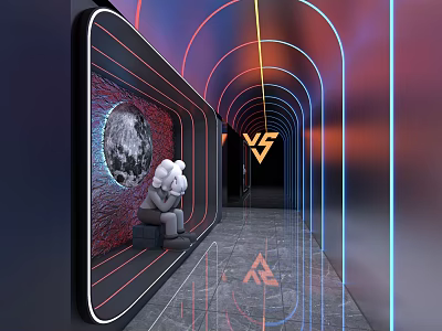 KTV Futuristic Interior Design With Neon Lights And Art Decor 3d model