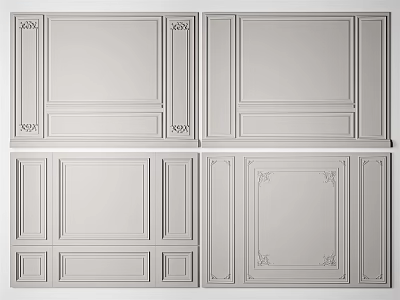 Interior Decorative White Wall Panels With Carved Details And Stylish Patterns 3d model