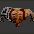 Strong Fantasy Warrior Character 3D Model With Red Hair Beard And Leather Shoulder Armor