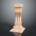 Classical Wooden Bookcase With Decorative Columns And Light Wood Carved Pedestal Design
