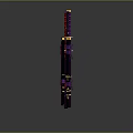 Traditional Japanese Swords With Red Purple Handles And Decorative Wraps In Crossed Upright Positions