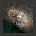 Modern 3D Terrain Model With Green Vegetation Brown Terrain And White Summit