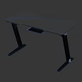 Modern Home Office Desk With Light Blue Curved Surface Black Legs And Keyboard Tray
