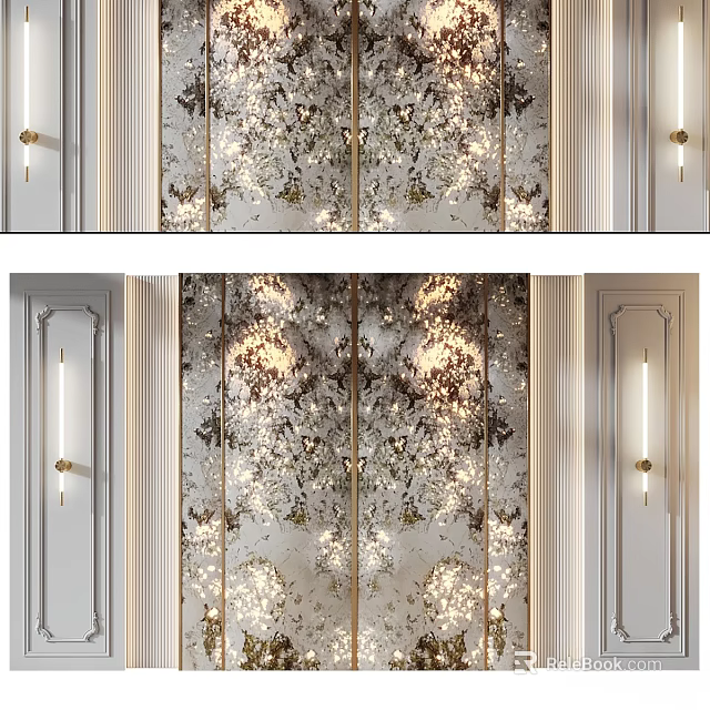 Luxurious Modern Wall Decor With Elaborate Floral Patterns And Illuminated Accents 3d model 