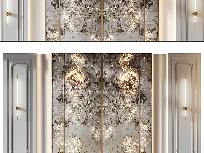 Luxurious Modern Wall Decor With Elaborate Floral Patterns And Illuminated Accents 3d model