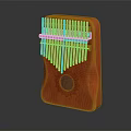 Wooden Kalimba Musical Instrument With Metal Tines And Ornate Circular Sound Hole