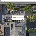 Landscaped Courtyard Garden with Trees Stone Pavement Seating Area and Outdoor Lighting